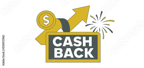 Cash Back Reward Program Illustration with Growth Arrow