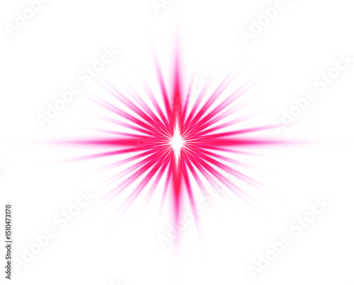 Glowing pink starburst effect isolated on transparent background decorative element png graphic resource