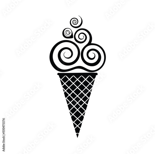 Swirling ice cream cone delicious summer treat