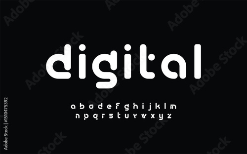 Digital Abstract minimal modern alphabet fonts for logo. Typography technology electronic digital music future creative font. vector illustration