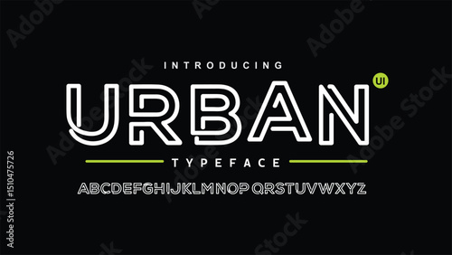 Creative Outline Double line monogram alphabet and tech fonts. Lines font regular uppercase and lowercase. Vector illustration.