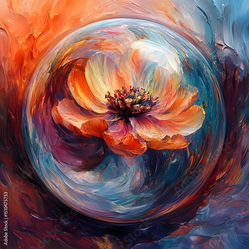 Abstract floral sphere explosion
