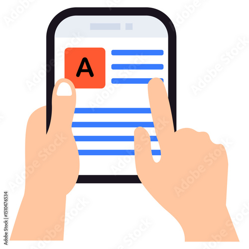 Hands Using Smartphone App for Online Reading and Education
