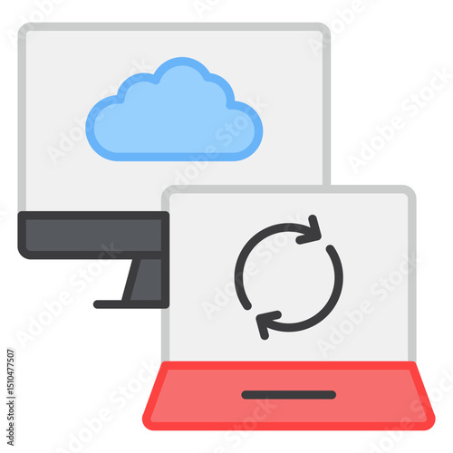 Cloud Data Synchronization Secure Computer and Laptop File Transfer Icon
