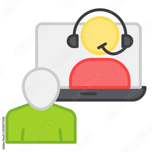 Online Support Agent Assisting Customer via Laptop Video Call