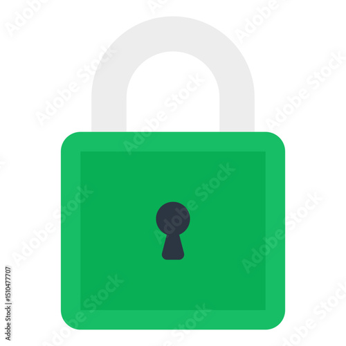 Secure Green Padlock Icon Safety, Privacy, Protection, Security, Digital
