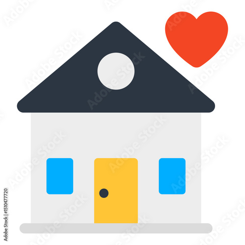 Loving Home Sweet Home Icon Illustration Family House Heart Symbol