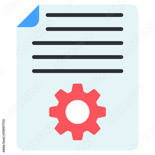 Document Settings Configuration Gear Icon Flat Design Illustration