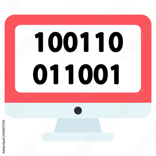 Digital Binary Code on Computer Screen Displaying Data Transmission
