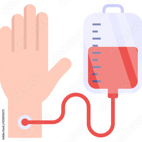 Medical Blood Transfusion IV Drip Bag Hand Healthcare Illustration