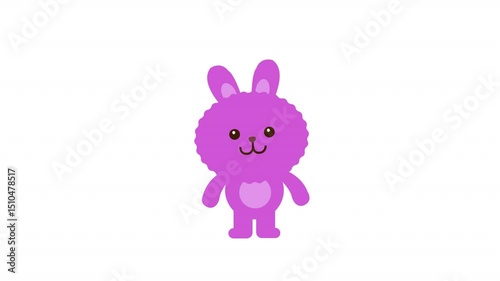 Funny cute Cartoon happy blue bear character Alpha Animation