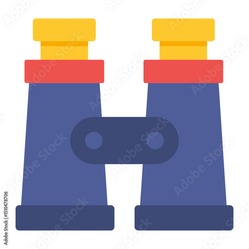 Colorful Binoculars Icon Flat Design Illustration