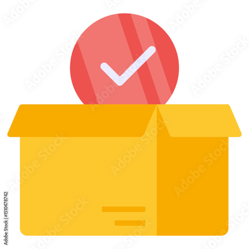Approved Package Delivery Confirmation Checkmark Icon Illustration