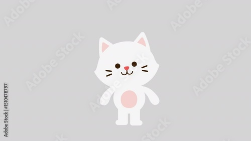 
Funny Cute Cartoon White Cat Alpha Animation