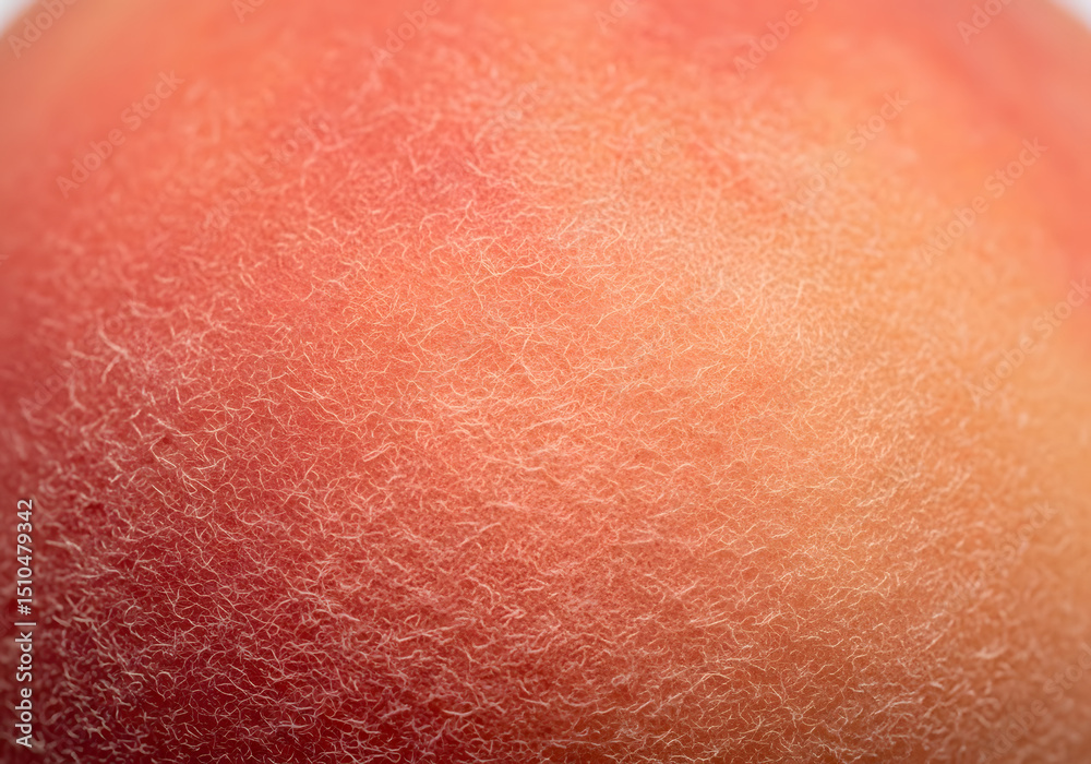 Fototapeta premium Close up view of textured Peach fruits surface showing fine details and soft fuzzy skin in warm tones