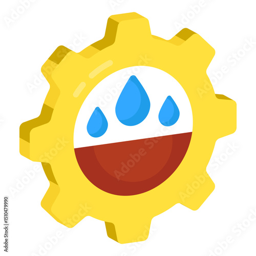 Water Conservation Gear Icon Eco-Friendly Technology Illustration