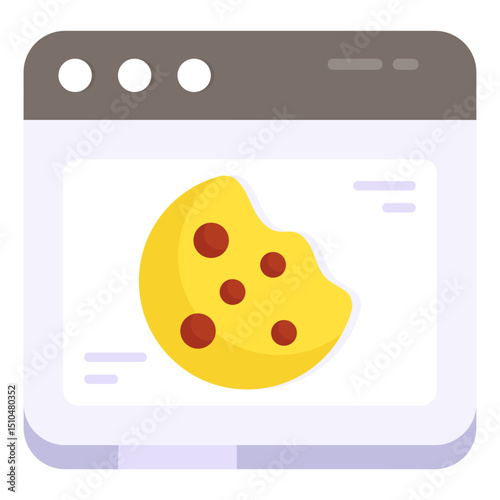Website Browser Displaying Partially Eaten Chocolate Chip Cookie Icon