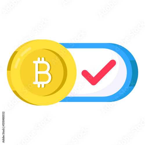 Bitcoin Cryptocurrency Payment Approved Toggle Switch Icon
