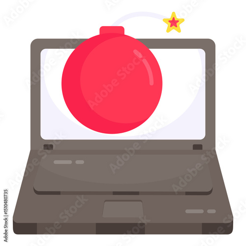 Laptop Screen Bomb Threat Cyber Security Risk Digital Danger Illustration