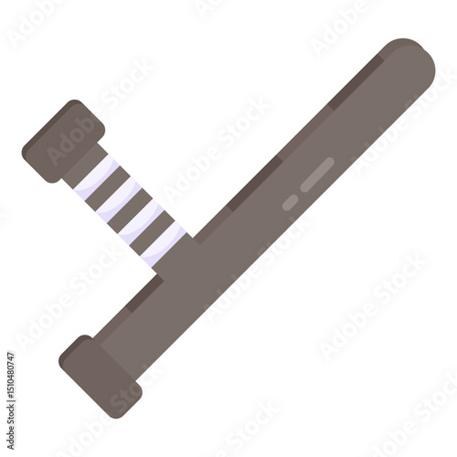 Police Baton Icon Flat Design Security Law Enforcement Symbol