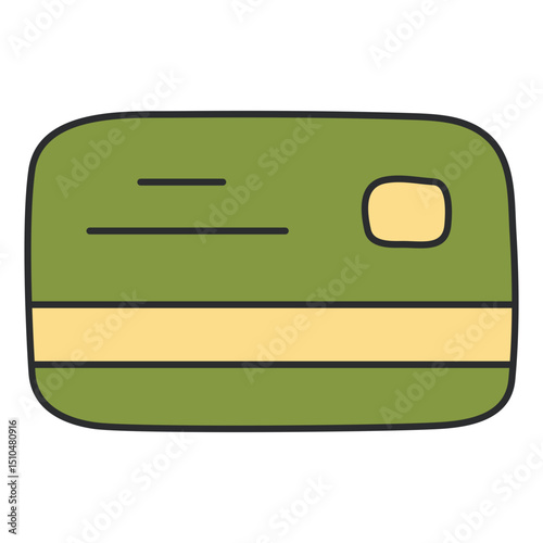Olive Green Payment Card Illustration Simple Cartoon Finance Icon