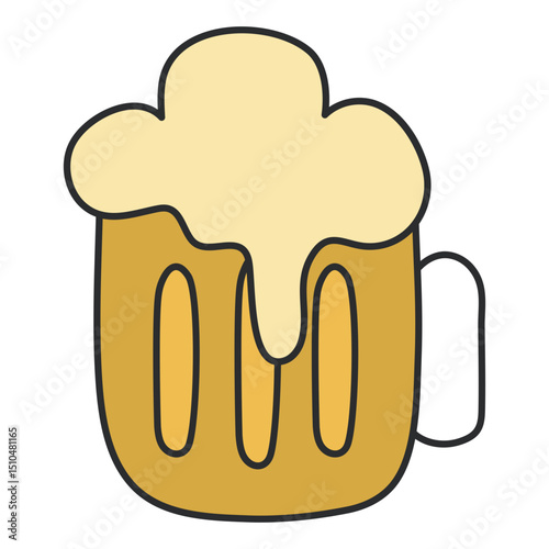 Cartoon Beer Mug Frothy Head Illustration Festive Drink Beverage Icon