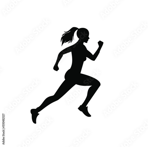 Woman runner silhouette active fitness jogging sport