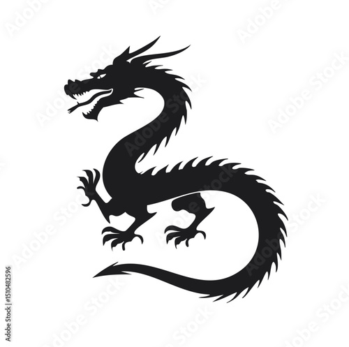 black dragon on white background