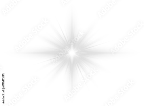 White starburst light effect isolated on transparent background png graphic element for design projects and visual compositions