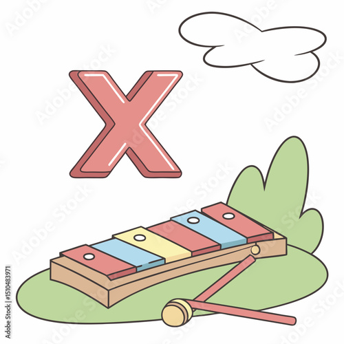 X is for Xylophone — Musical Alphabet Object Vector