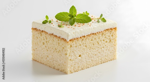Tres Leches Cake with Mint Garnish