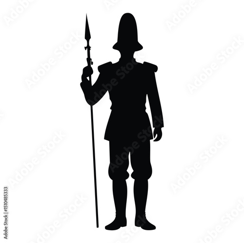 Silhouette of a soldier holding a spear