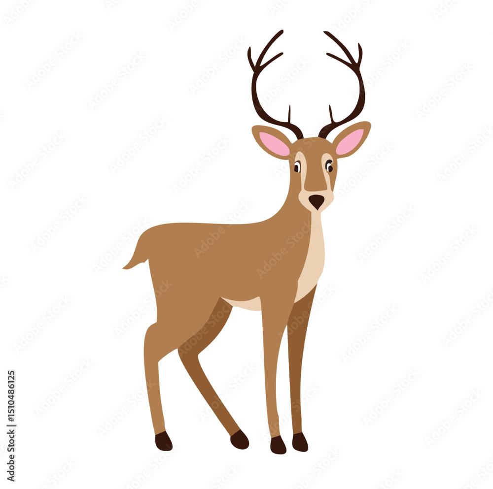 Fototapeta premium Adorable cartoon deer standing in profile view