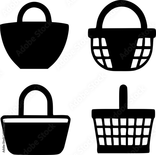 Basket Silhouette Bundles with white background