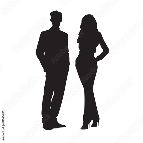Silhouette of business man and woman in formal attire vector image