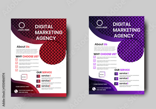  Modern corporate A4 size Business Company Flyer Template with two color variation. Professional Flyer Design Template-perfect for Business promotion