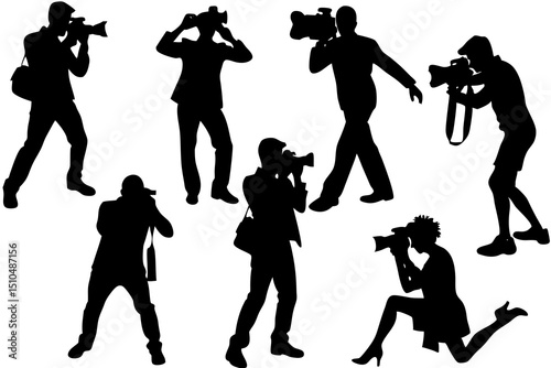 Silhouettes of Paparazzi and Photographers Capturing Candid Shots in Action