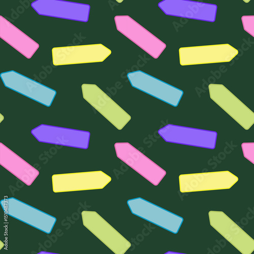 children's textile pattern for schoolchildren stickers bookmarks on a green background