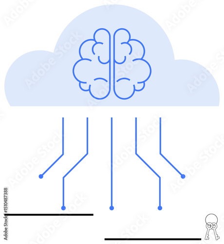 Brain connected to circuits within a cloud represents artificial intelligence, data processing, and machine learning. Ideal for technology, innovation, cloud computing, automation, AI, neuroscience