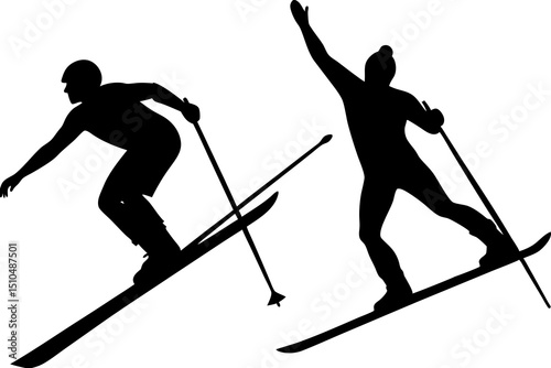 "Silhouette of a Skier on a Snowy Mountain – Winter Sports Adventure"
