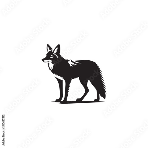**"Stealthy Coyote Vector Silhouette: Wild Canine Design Featuring Lean Body, Bushy Tail, and Alert Stance in Clean, Minimalist Style for Crafts and Digital Artwork Projects"**
