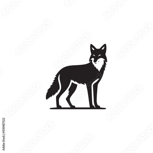 **"Stealthy Coyote Vector Silhouette: Wild Canine Design Featuring Lean Body, Bushy Tail, and Alert Stance in Clean, Minimalist Style for Crafts and Digital Artwork Projects"**
