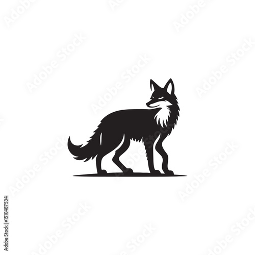 **"Stealthy Coyote Vector Silhouette: Wild Canine Design Featuring Lean Body, Bushy Tail, and Alert Stance in Clean, Minimalist Style for Crafts and Digital Artwork Projects"**
