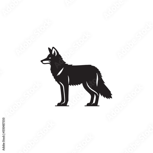 **"Stealthy Coyote Vector Silhouette: Wild Canine Design Featuring Lean Body, Bushy Tail, and Alert Stance in Clean, Minimalist Style for Crafts and Digital Artwork Projects"**
