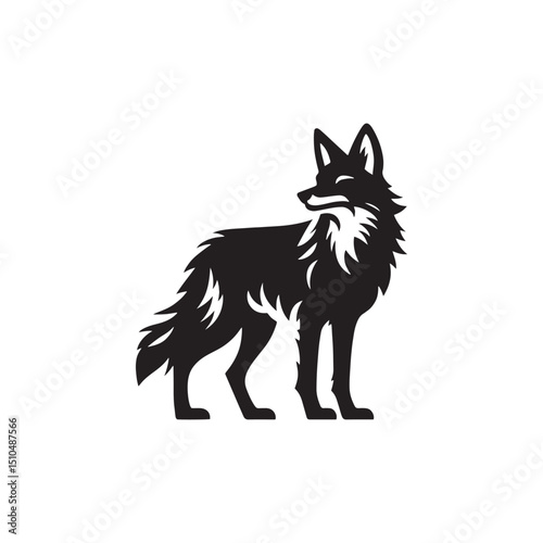 **"Stealthy Coyote Vector Silhouette: Wild Canine Design Featuring Lean Body, Bushy Tail, and Alert Stance in Clean, Minimalist Style for Crafts and Digital Artwork Projects"**
