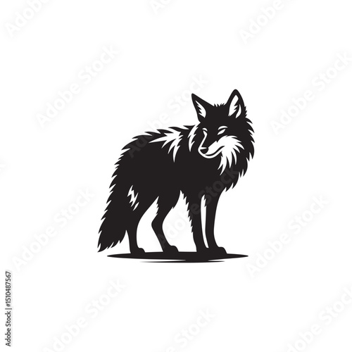 **"Stealthy Coyote Vector Silhouette: Wild Canine Design Featuring Lean Body, Bushy Tail, and Alert Stance in Clean, Minimalist Style for Crafts and Digital Artwork Projects"**
