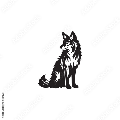 **"Stealthy Coyote Vector Silhouette: Wild Canine Design Featuring Lean Body, Bushy Tail, and Alert Stance in Clean, Minimalist Style for Crafts and Digital Artwork Projects"**
