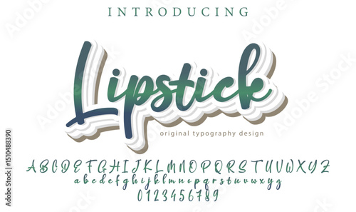 Lipstick Font Stylish brush painted an uppercase vector letters, alphabet, typeface