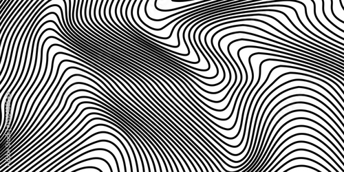 3D Vector distorted grid design. Abstract wireframe landscape. Detailed lines on white background. Optical Illusion.