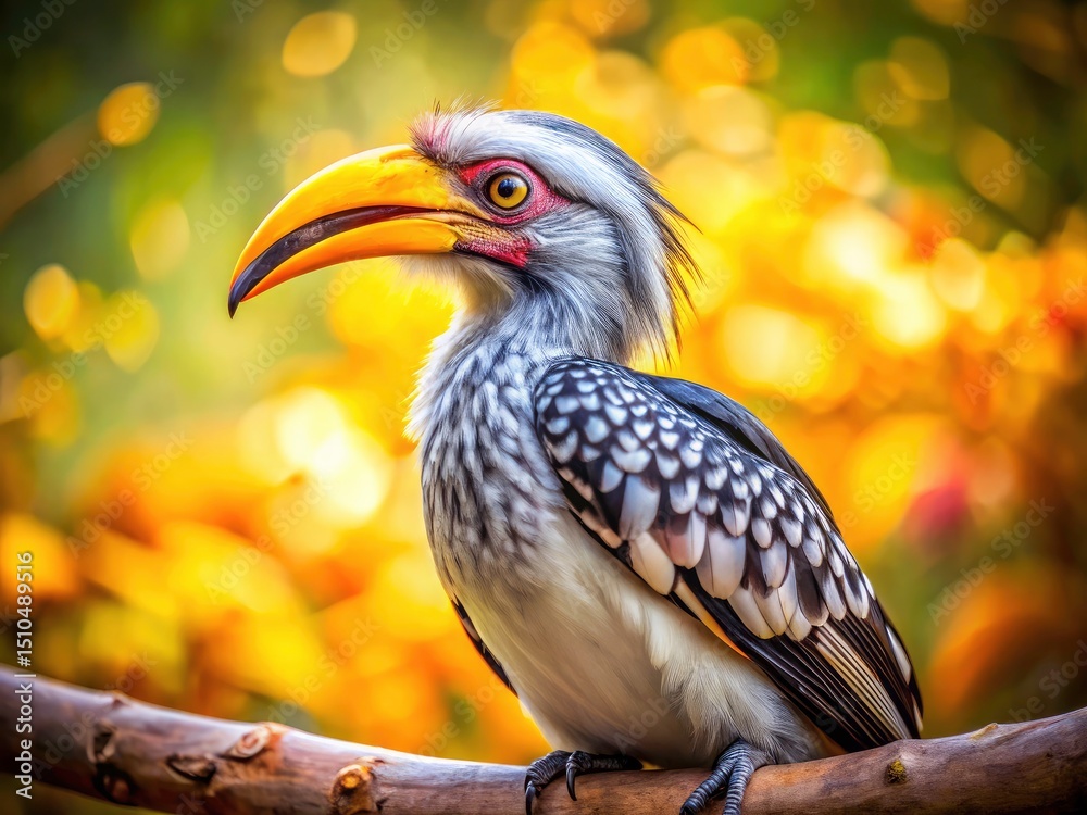 Long Exposure Photography: Yellow-Billed Hornbill Zoo Bird Wildlife Night Shot Long Exposure Photography: Yellow-Billed Hornbill Zoo Bird Wildlife Night Shot